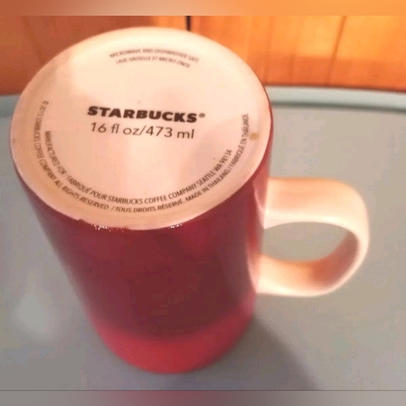 Starbucks Tall Red Mug Cup Iconic Green Siren Logo 16 oz 2015 - Picture 6 of 7